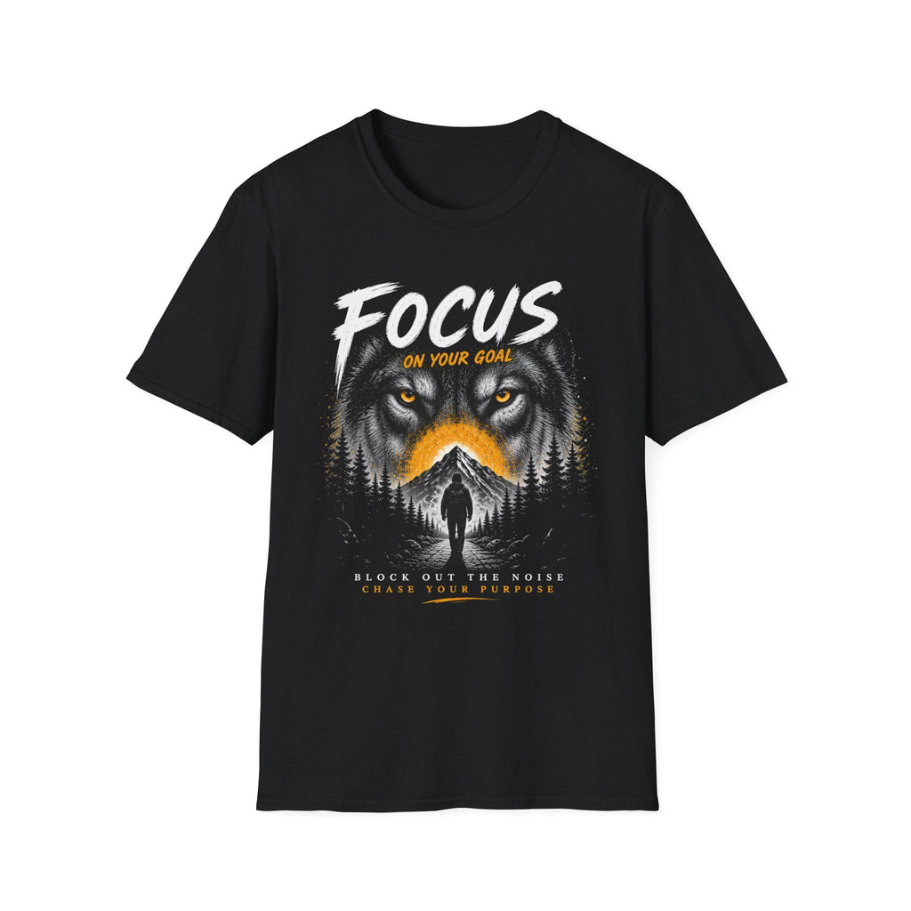 Wolf Face Silhouette T-Shirt | Lone Walker, Yellow Accent