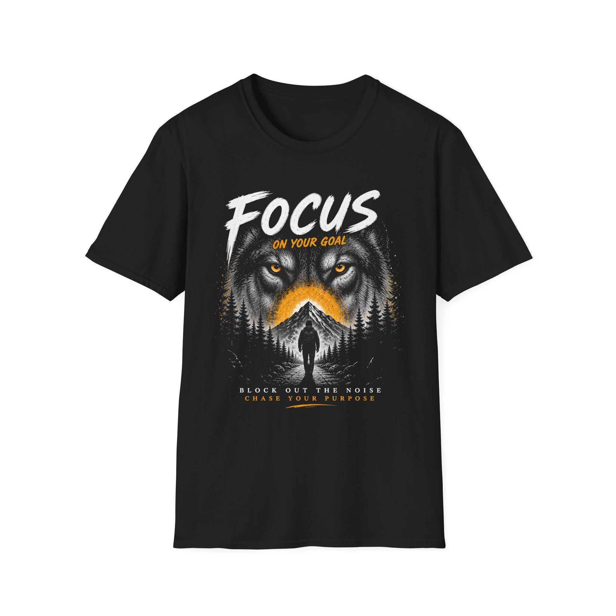 Wolf Face Silhouette T-Shirt | Lone Walker, Yellow Accent