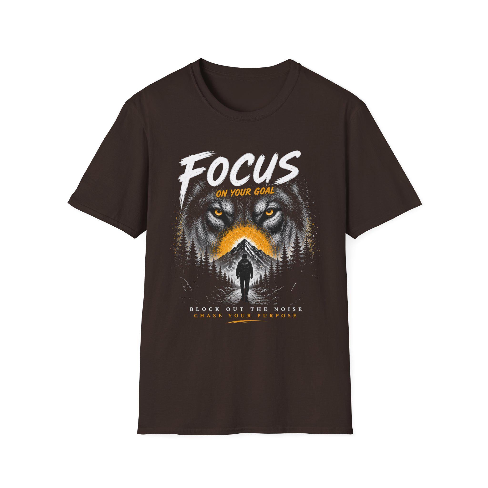 Wolf Face Silhouette T-Shirt | Lone Walker, Yellow Accent