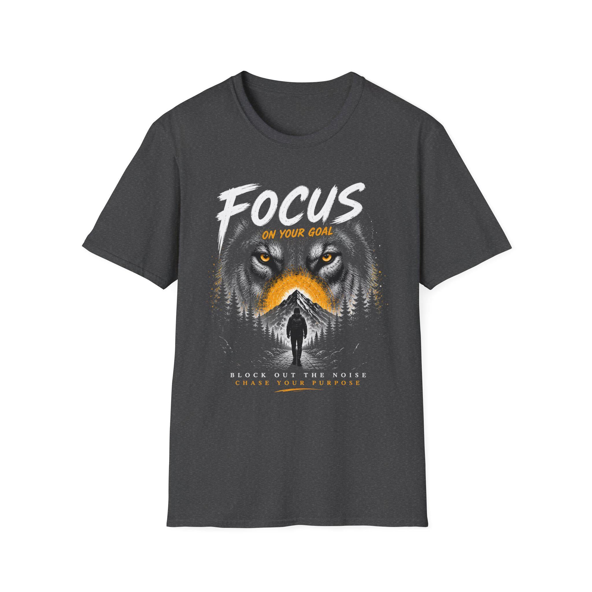 Wolf Face Silhouette T-Shirt | Lone Walker, Yellow Accent