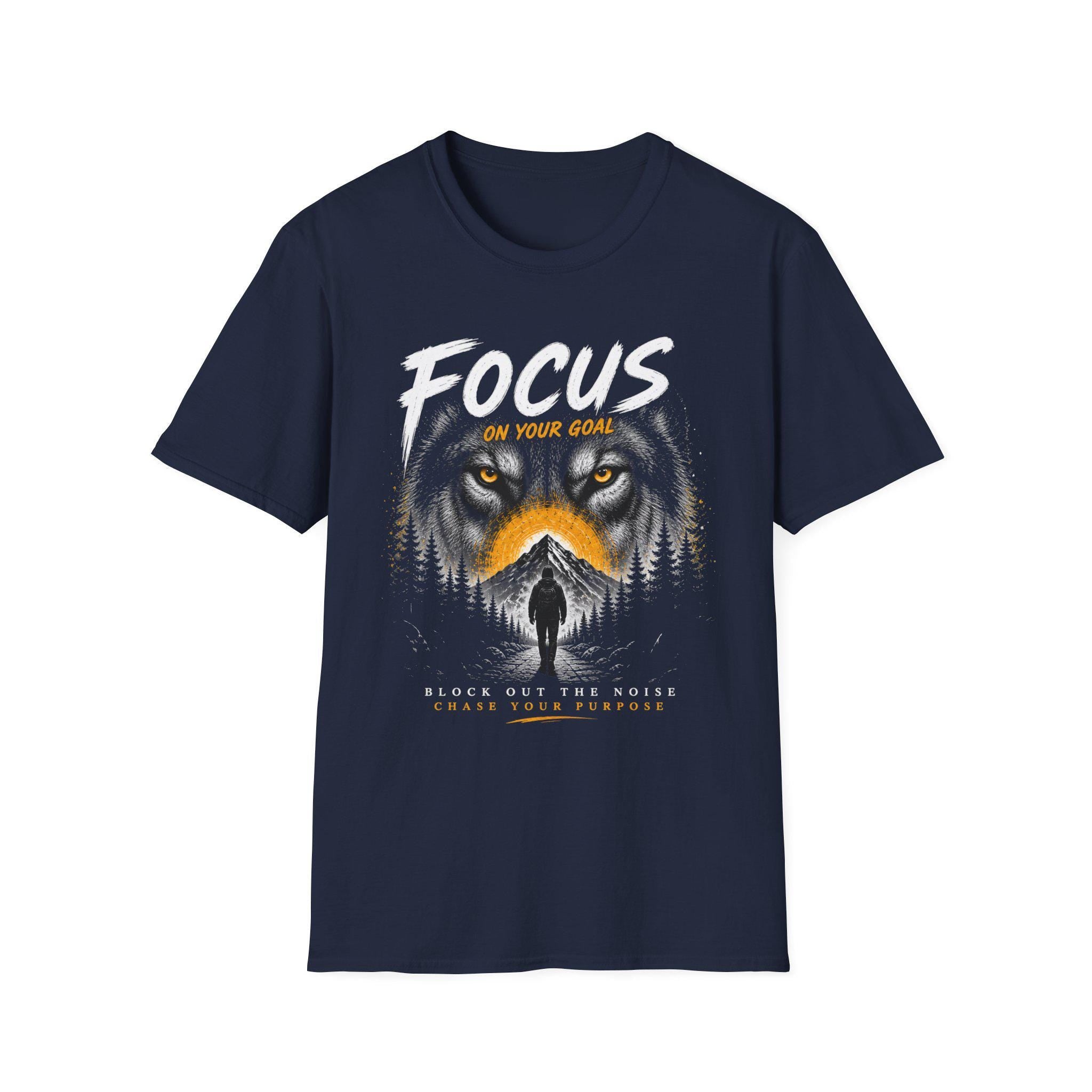 Wolf Face Silhouette T-Shirt | Lone Walker, Yellow Accent