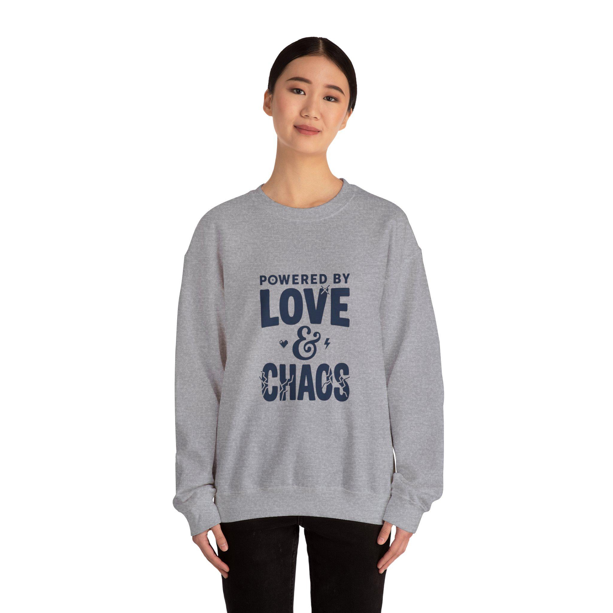 Powered by Love & Chaos Sweatshirt | Mother's Day Mom Shirt, Funny Mom Quote