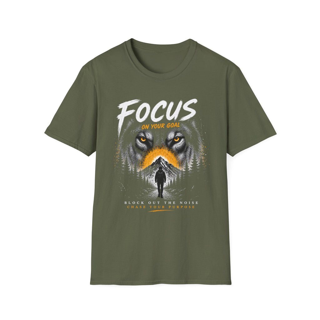 Wolf Face Silhouette T-Shirt | Lone Walker, Yellow Accent