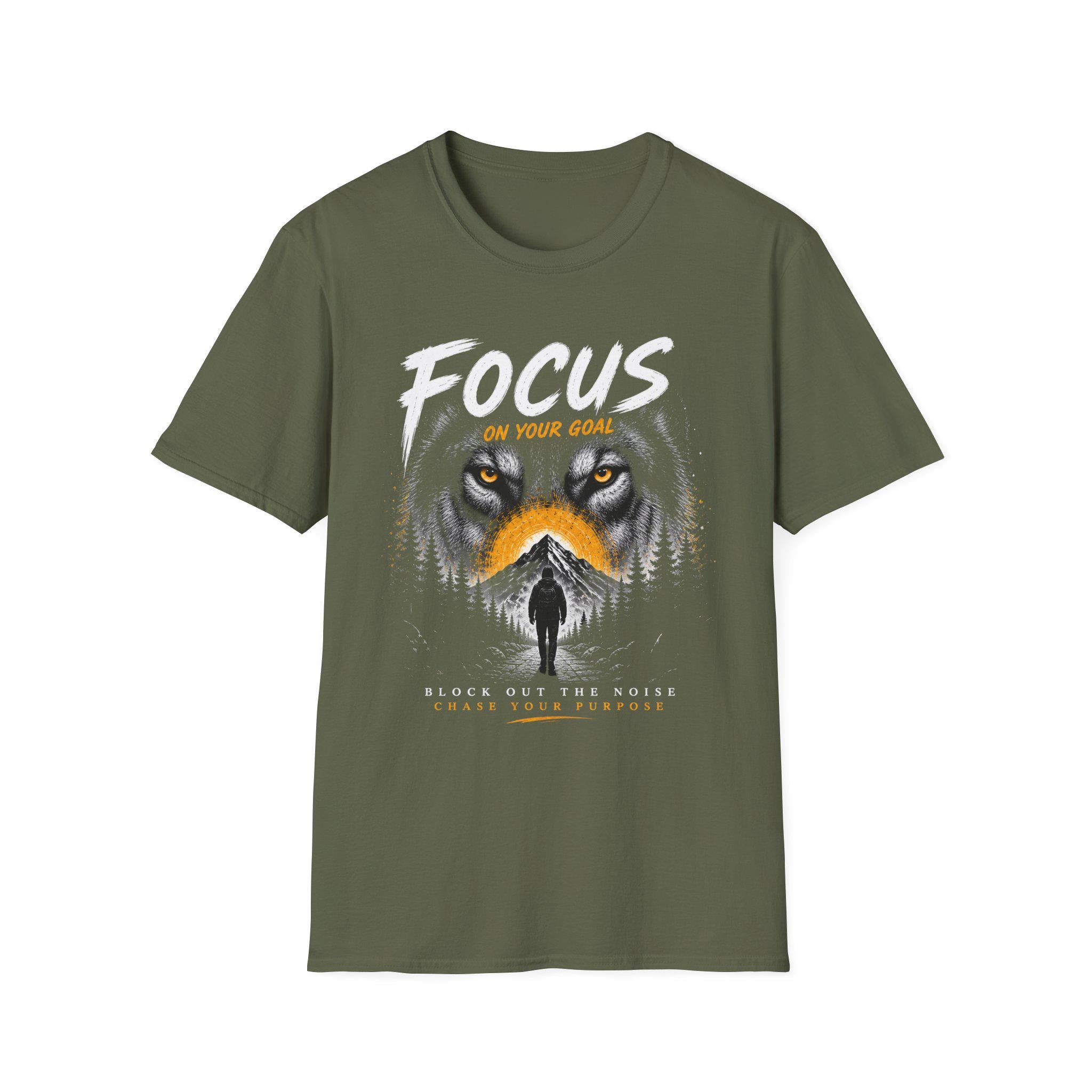 Wolf Face Silhouette T-Shirt | Lone Walker, Yellow Accent