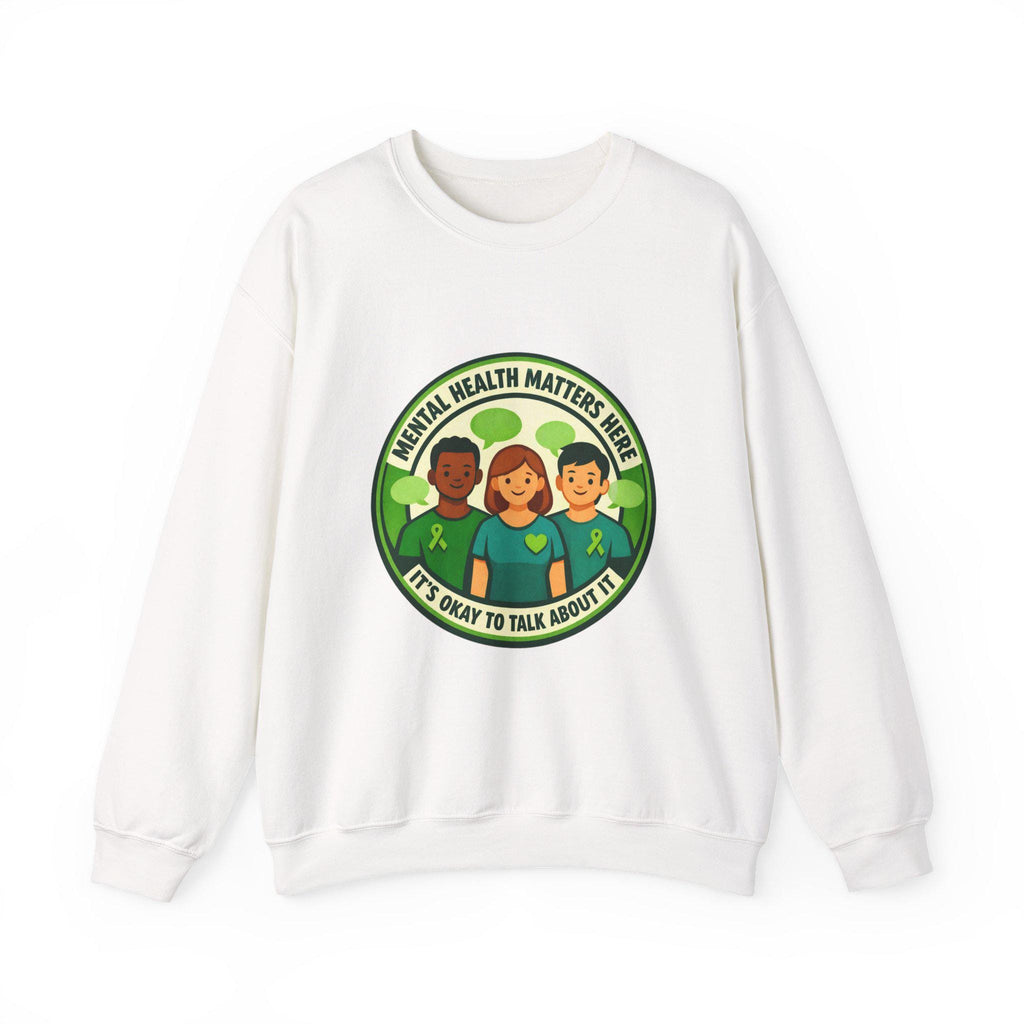 Mental Health Matters ribbon faces Crewneck Sweatshirt | Awareness, Compassion