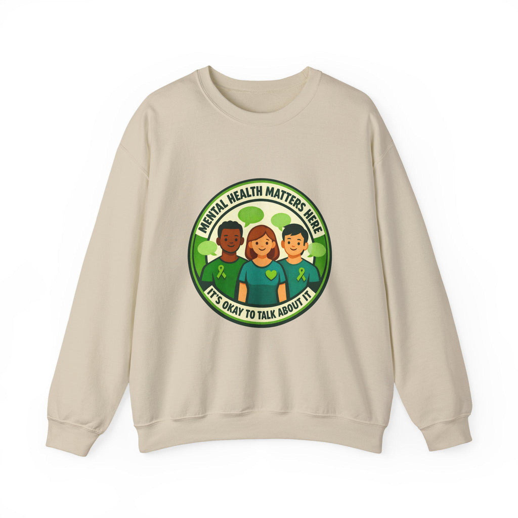 Mental Health Matters ribbon faces Crewneck Sweatshirt | Awareness, Compassion