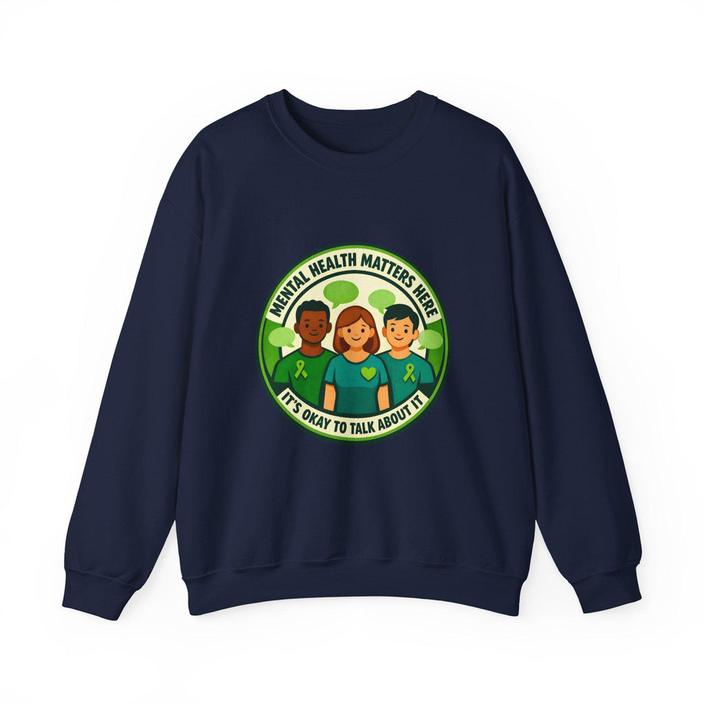 Mental Health Matters ribbon faces Crewneck Sweatshirt | Awareness, Compassion
